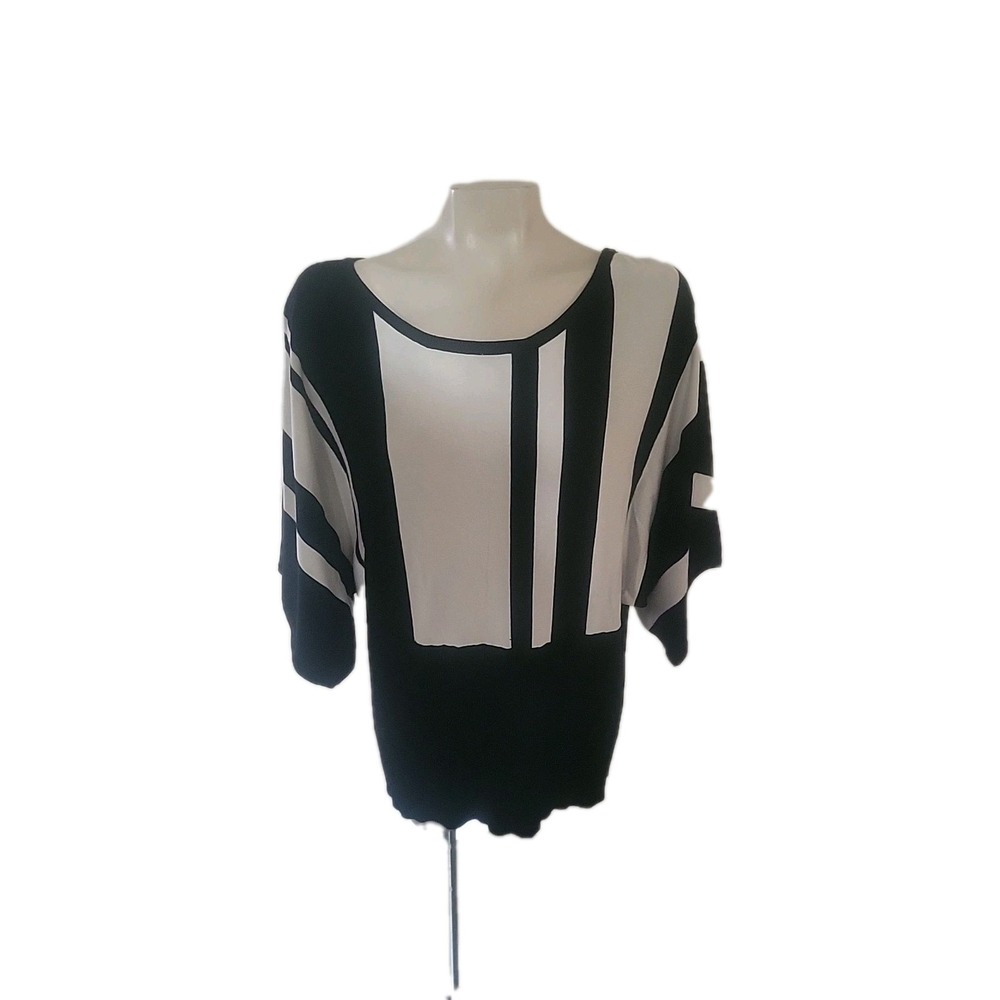 STYLE & CO. Plus size 2X Dolman Sleeve Tunic Top Bold Striped Modern Blouse‎